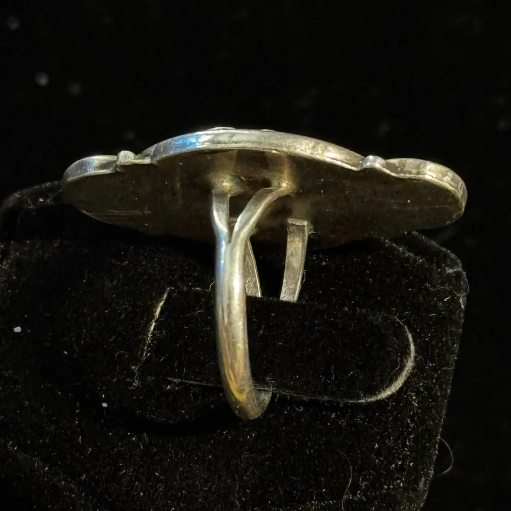 Vintage Native American Turquoise Sterling Silver Ring Size 6.75 - Picture 4 of 4